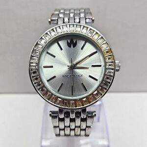 Womens Wristology Silver Tone Crystals Rhinestone Bling Quartz Watch New Battery